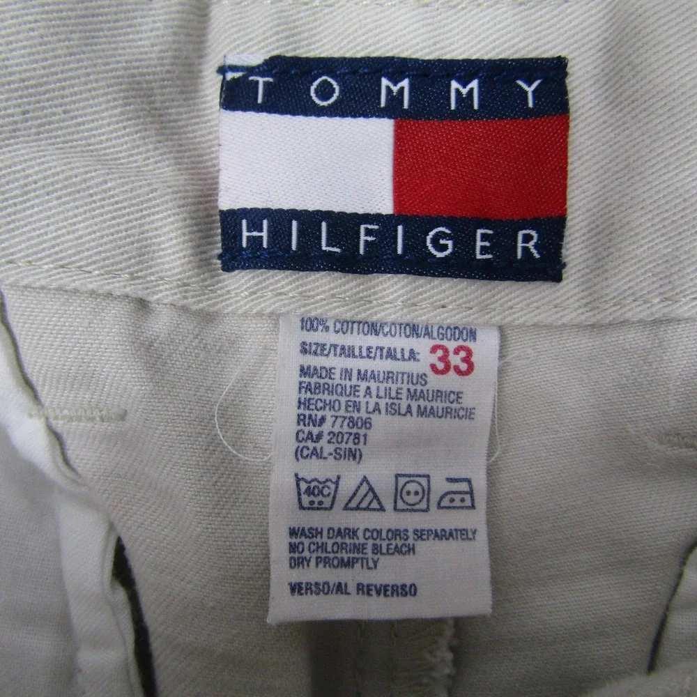 Tommy Hilfiger‎ Mens 33 Beige Pleated Chino Shorts 7 Inch Summer Casual Comfort